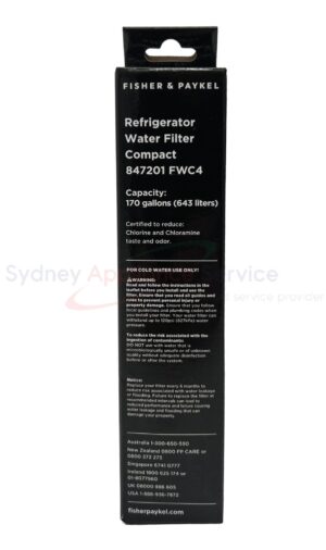 FISHER & PAYKEL FRIDGES & FREEZERS FILTER WATER COMPACT REF FWC4 - 847201
